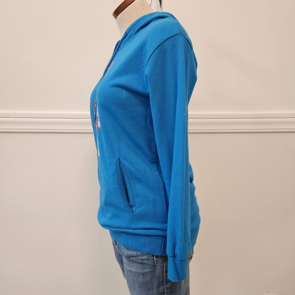 Pangaia X Haroshi BE@RBRICK Recycled Cotton Hoodie Cobalt Blue Unisex - Picture 8 of 13